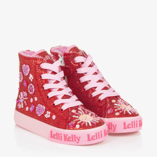 Lelli Kelly-Rote hohe Sneakers mit Glitzer | Childrensalon Outlet