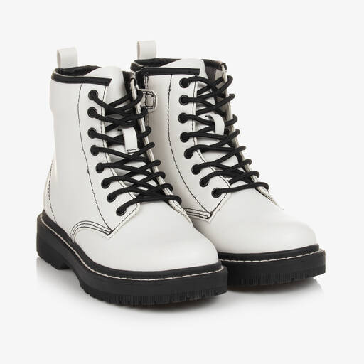 Lelli Kelly-Girls White & Black Faux Leather Boots | Childrensalon Outlet