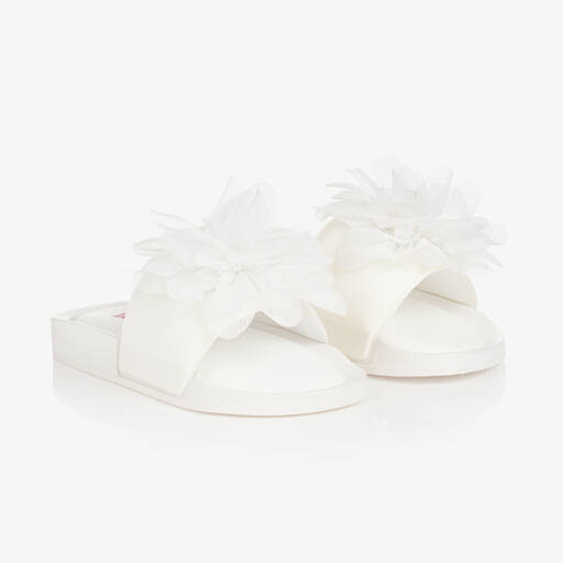 Lelli Kelly-Girls White Sparkle Flower Sliders | Childrensalon Outlet