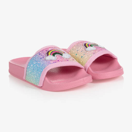 Lelli Kelly-Pink Glitter & Sequin Sliders | Childrensalon Outlet