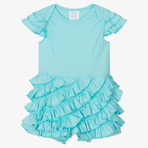 Lemon Loves Layette-Baby Girls Blue Cotton Frilled Shortie | Childrensalon Outlet