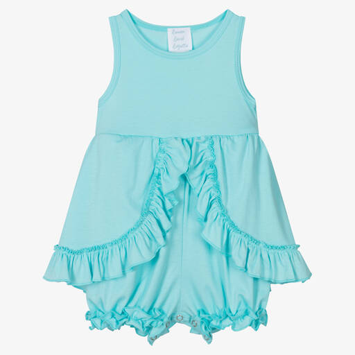 Lemon Loves Layette-Baby Girls Blue Cotton Shortie | Childrensalon Outlet
