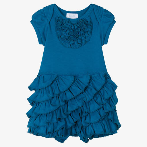 Lemon Loves Layette-Baby Girls Dark Blue Cotton Shortie | Childrensalon Outlet