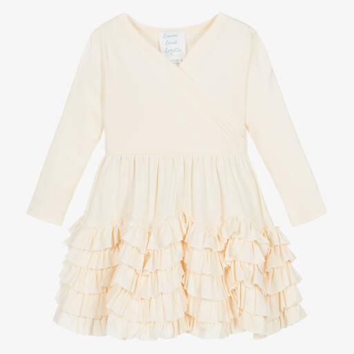Lemon Loves Layette-Baby Girls Ivory Cotton Ruffle Dress | Childrensalon Outlet