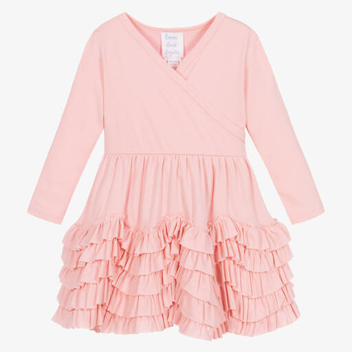 Lemon Loves Layette-Robe rose à volants en coton bébé fille | Childrensalon Outlet