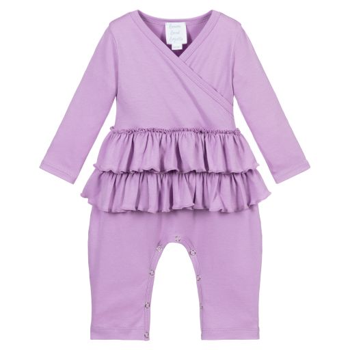 Lemon Loves Layette-أوفرول رومبر قطن بيما لون بنفسجي للمولودات | Childrensalon Outlet