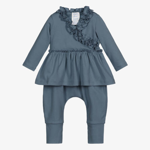 Lemon Loves Layette-Baby Girls Teal Blue Outfit | Childrensalon Outlet