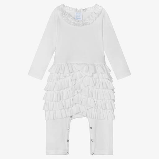 Lemon Loves Layette-Baby Girls White Cotton Romper | Childrensalon Outlet