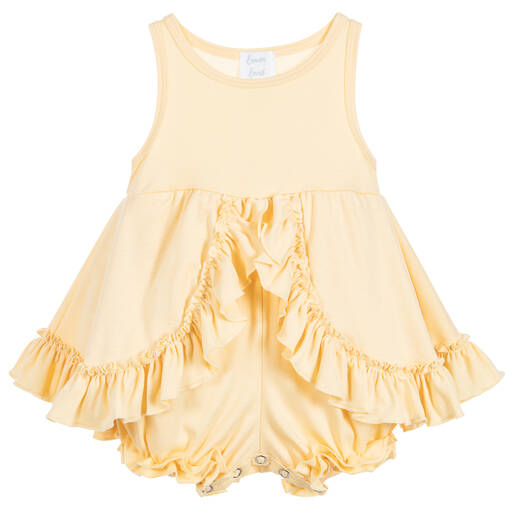 Lemon Loves Layette-Baby Girls Yellow Pima Cotton Shortie | Childrensalon Outlet
