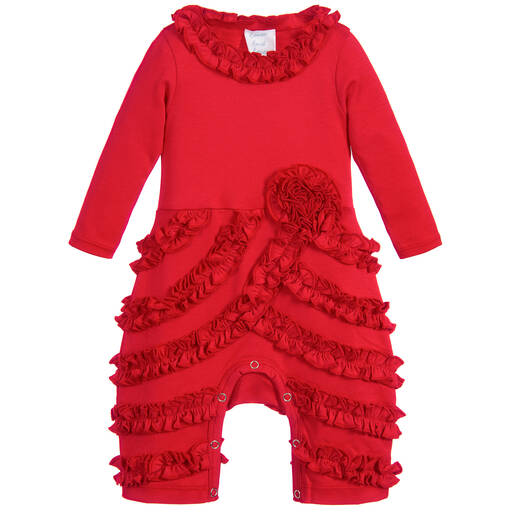 Lemon Loves Layette-Baby Red Pima Cotton Romper | Childrensalon Outlet