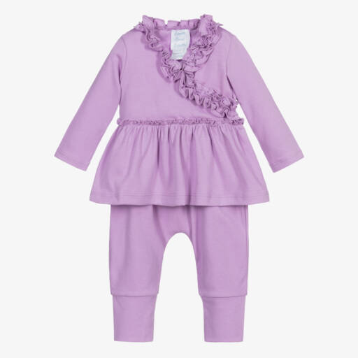 Lemon Loves Layette-Girls Lavender Ruffle Knit Ensemble | Childrensalon Outlet