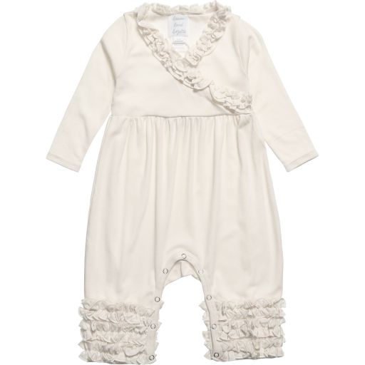 Lemon Loves Layette-أوفرول رومبر قطن بيما لون عاجي للمولودات | Childrensalon Outlet