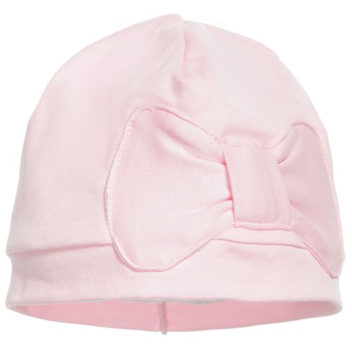 Lemon Loves Layette-Pale Pink Pima Cotton 'Petit Bow' Hat | Childrensalon Outlet