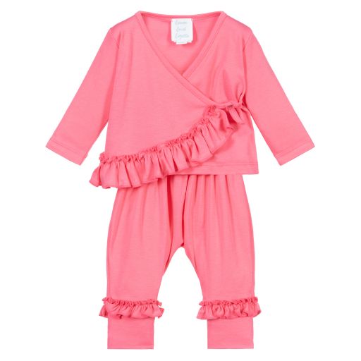 Lemon Loves Layette-Pink Pima Cotton Outfit | Childrensalon Outlet