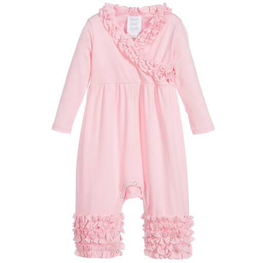 Lemon Loves Layette-أوفرول رومبر قطن بيما لون زهري للمولودات | Childrensalon Outlet