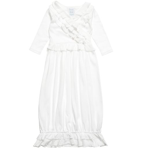 Lemon Loves Layette-White Pima Cotton 'Jenna' Day Gown | Childrensalon Outlet