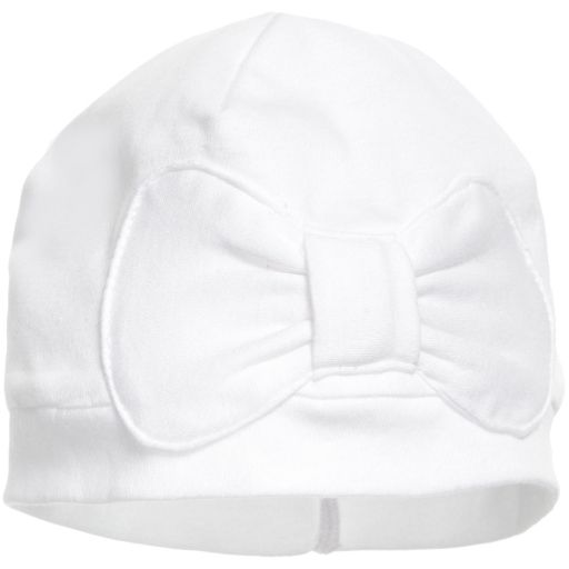 Lemon Loves Layette-White Pima Cotton 'Petit Bow' Hat | Childrensalon Outlet