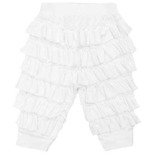 Lemon Loves Layette-White Pima Cotton Trousers | Childrensalon Outlet