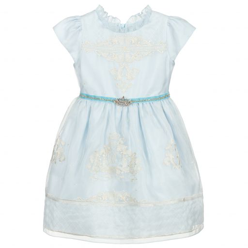 Lesy-Girls Blue & Gold Silk Dress | Childrensalon Outlet