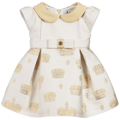 Lesy-Girls Ivory & Gold Dress | Childrensalon Outlet