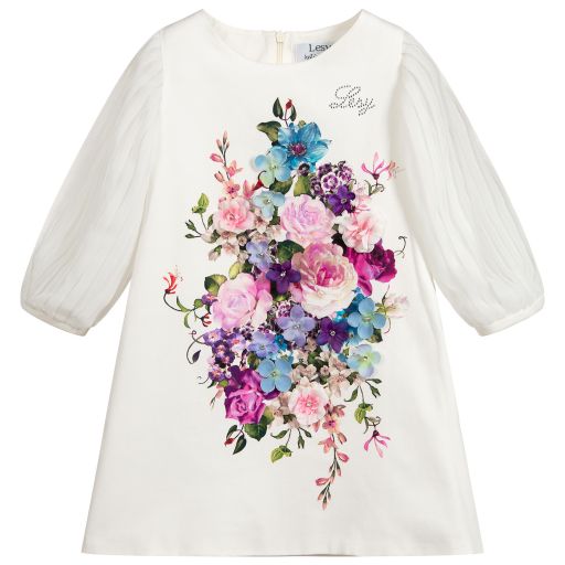 Lesy-Ivory Floral Print Dress  | Childrensalon Outlet