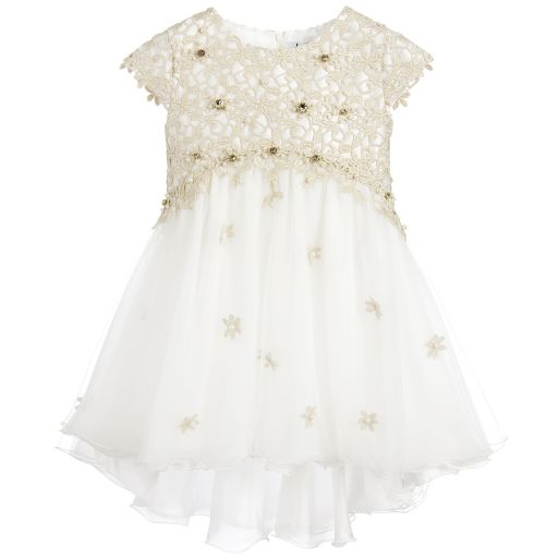 Lesy Luxury-Ivory & Gold Lace Dress | Childrensalon Outlet