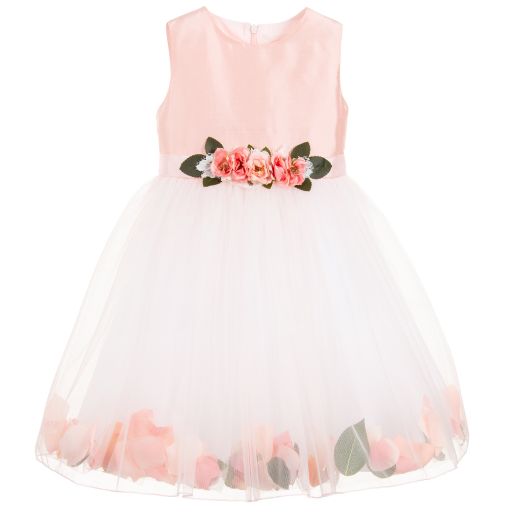 Lesy-Luxury Pink Silk Petal Dress | Childrensalon Outlet