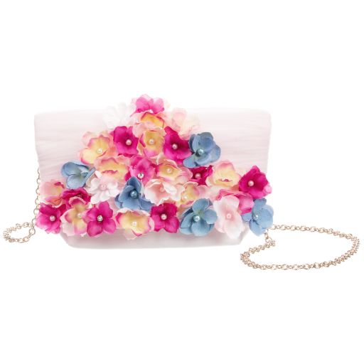 Lesy-Pink Tulle & Flower Bag (19cm) | Childrensalon Outlet