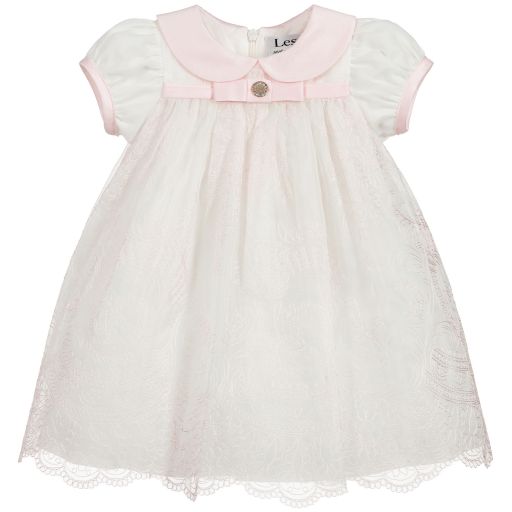 Lesy-Pink & White Silk Dress | Childrensalon Outlet