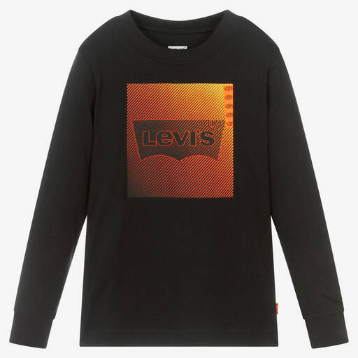 Levi's-Black Cotton Gradient Logo Top | Childrensalon Outlet