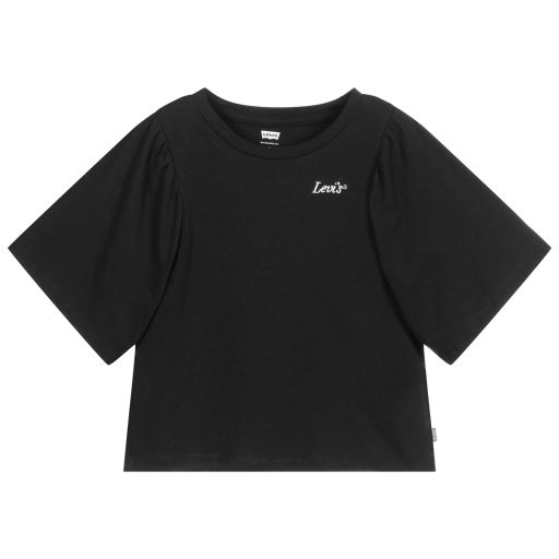 Levi's-Black Cropped Logo T-Shirt | Childrensalon Outlet