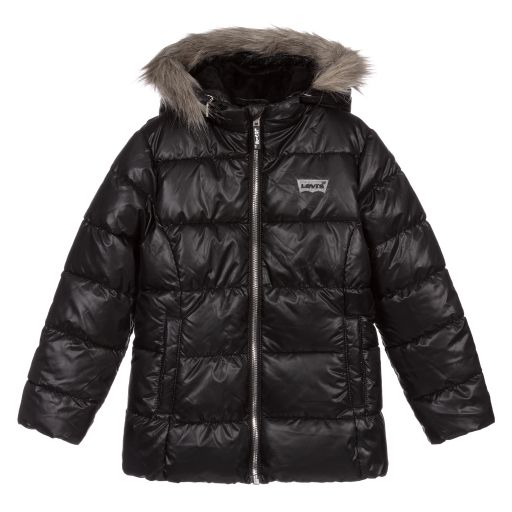 Levi's-Black Padded Puffer Coat | Childrensalon Outlet