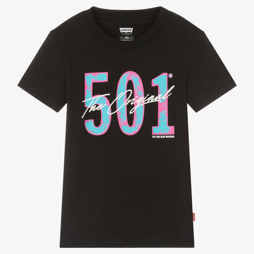 Levi's-Boys Black 501 Cotton T-Shirt | Childrensalon Outlet