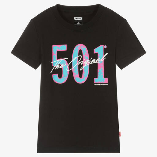 Levi's-Schwarzes 501 Baumwoll-T-Shirt | Childrensalon Outlet