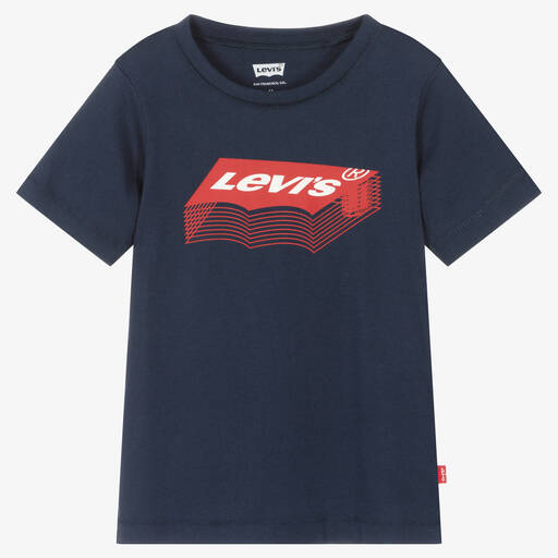 Levi's-Boys Blue Cotton Logo T-Shirt | Childrensalon Outlet
