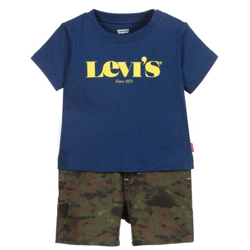 Levi's-Синяя футболка и зеленые шорты для мальчиков | Childrensalon Outlet