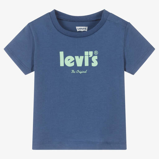 Levi's-تيشيرت أطفال ولادي قطن عضوي جيرسي لون أزرق | Childrensalon Outlet