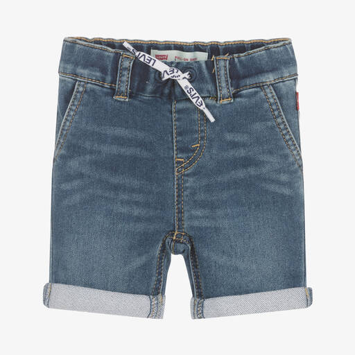 Levi's-شورت أطفال ولادي قطن دنيم لون أزرق | Childrensalon Outlet