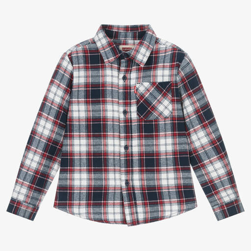 Levi's-Boys Blue & Red Check Cotton Shirt | Childrensalon Outlet