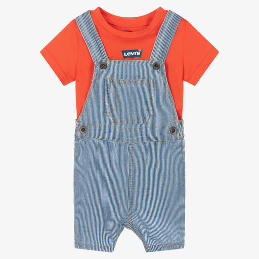 Levi's-Boys Cotton T-Shirt & Dungaree Shorts Set | Childrensalon Outlet