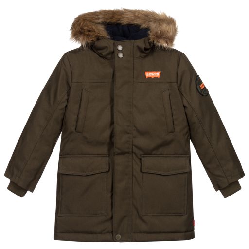 Levi's-Boys Green Parka Coat | Childrensalon Outlet