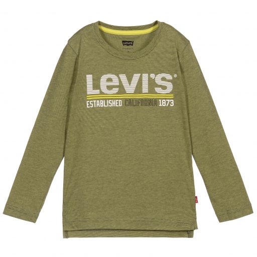 Levi's-Boys Green Striped Logo Top | Childrensalon Outlet