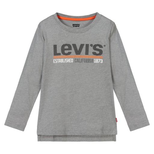 Levi's-Boys Grey Cotton Top | Childrensalon Outlet