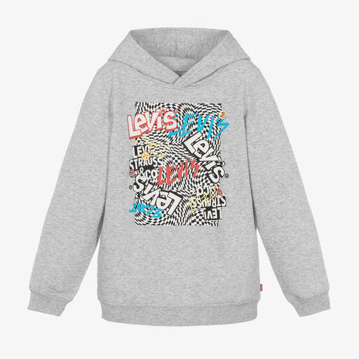 Levi's-Boys Grey Marl Graphic Hoodie | Childrensalon Outlet