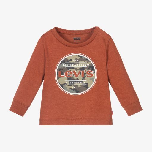 Levi's-توب أطفال ولادي قطن جيرسي لون أحمر | Childrensalon Outlet