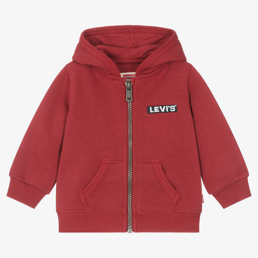 Levi's-توب بسحّاب قطن جيرسي لون أحمر أطفال ولادي | Childrensalon Outlet