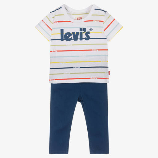 Levi's-Boys Striped T-Shirt & Blue Trousers Set | Childrensalon Outlet