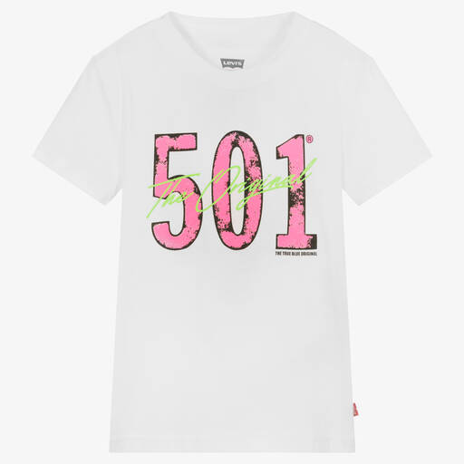 Levi's-Boys White 501 Cotton T-Shirt | Childrensalon Outlet