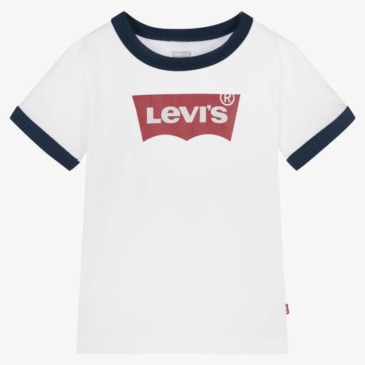 Levi's-Boys White Batwing Logo Cotton T-Shirt | Childrensalon Outlet