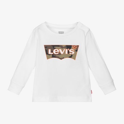 Levi's-توب أطفال ولادي قطن لون أبيض | Childrensalon Outlet